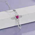 wholesale 925 Sterling Silver White Gold Plated Celtic Cross Heart Citrine Pendant Necklace-0-20
