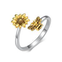 TOUPOP Sterling Silver Bee Ring Adjustable Animal Jewelry Gift For Women-undefined