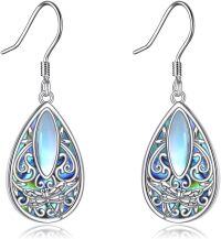 wholesale 925 Sterling Silver Abalone Shell Filigree Dragonfly Earrings, Moonstone Jewelry Gift for Women-Silver-Dragonfly Earrings