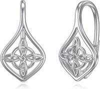 wholesale 925 Sterling Silver Celtic Knot Trinity Witch's Knot Drop Earrings Irish  for Women Girls-Witches Knot