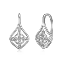 wholesale 925 Sterling Silver Celtic Knot Trinity Witch's Knot Drop Earrings Wholesale Irish  for Women Girls-Witches Knot