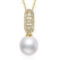 TOUPOP 14K Gold Freshwater Cultured Pearl Necklace with Pendant-0-0