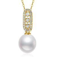 TOUPOP 14K Gold Freshwater Cultured Pearl Necklace with Pendant-undefined