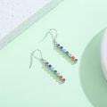 wholesale 925 Sterling Silver Rainbow Seven Chakra Healing Gemstone Dangle Earrings for Women Ladies Reiki Meditation Balancing Gifts-0-1