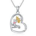 wholesale 925 Sterling Silver Necklace With Heart Shaped Pendant And Elephant Design-0-0