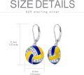 wholesale Sterling Silver Sports Earrings Baseball Basketball Volleyball Soccer Football Jewelry Gifts for Women-0-18