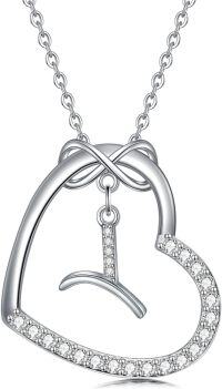 wholesale Sterling Silver Heart Initial Necklace Infinity A Z Letter Necklaces for Women-Y