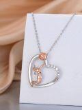 wholesale 925 Sterling Silver Volleyball Player Heart Pendant Necklace-0-3