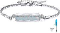 wholesale 925 Sterling Silver Opal Inlay Memorial Keepsake Urn Bracelet with Funnel and Spatula Set-White opal