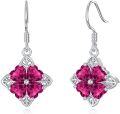 wholesale 925 Sterling Silver Heart-Shaped Ruby Drop Earrings - Valentines Day Gifts for Her-0-0