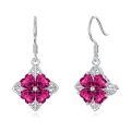 wholesale 925 Sterling Silver Heart-Shaped Ruby Drop Earrings - Valentines Day Gifts for Her-0-0