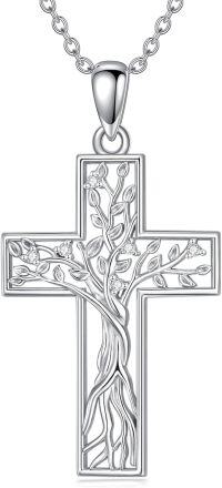 wholesale 925 Sterling Silver Cross Pendant with Cubic Zirconia and Tree Design - Family  for Women-tree of life-style 7