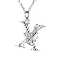 wholesale 925 Sterling Silver Alphabet A Z Initial Letter Pendant Necklace for Women Jewelry Gifts-X