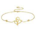 wholesale 14K Gold Double Heart Link Stone Bracelet s for Women and Girls-0-0