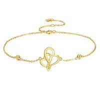 wholesale 14K Gold Double Heart Link Stone Bracelet s for Women and Girls-Double heart bracelet