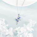 wholesale 925 Sterling Silver Dragonfly Pendant Necklaces with Blue Enamel and Cubic Zirconia for Women-0-3