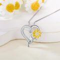 wholesale Gold-Plated 925 Sterling Silver Moissanite Sunflower Heart Pendant Necklace for Women-0-3