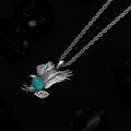 wholesale 925 Sterling Silver Oxidized Eagle Pendant Necklace With Turquoise Stone For Men-0-3