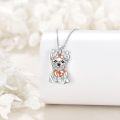 wholesale 925 Sterling Silver Dog Shaped Charm Pendant Necklace with Bow Tie and Collar for Women-0-3