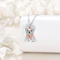 wholesale 925 Sterling Silver Dog Shaped Charm Pendant Necklace with Bow Tie and Collar for Women-0-3