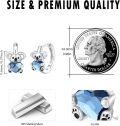 wholesale 925 Sterling Silver Koala Heart Huggie Hoop Earrings with Blue Crystal Accents-0-3