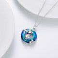 wholesale 925 Sterling Silver Blue Crystal Raccoon Charm Necklace Jewelry for Women Girls Gift USA-0-3