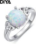wholesale TOUPOP Opal Celtic Rings For Women 14k Gold Plated Opal Engagement Ring White Opal Wedding Ring Anniversary Valentine's Day Jewelry Gifts For Her Wife Girlfriend -0-6
