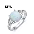 TOUPOP 14k Gold Plated White Opal Ring Women's Celtic Engagement Wedding Jewelry-0-6