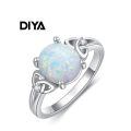 TOUPOP 14k Gold Plated White Opal Ring Women's Celtic Engagement Wedding Jewelry-0-6