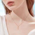 wholesale 14K White Gold Polished Cross Pendant Chain Necklace for Women Girls 20 + Extender-0-36