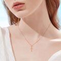 wholesale 14K White Gold Polished Cross Pendant Chain Necklace for Women Girls 20 + Extender-0-36