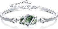 wholesale Sterling Silver Gemstone Bracelet for Women Fine Jewelry Gift-A-Moss Agate