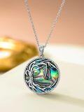 wholesale 925 Sterling Silver Abalone Shell Gothic Bat Pendant Necklace for Women Gifts-0-3