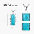 wholesale 925 Sterling Silver Rectangle Turquoise Stone Pendant Necklace for Women - Vintage Boho Style  48cm Chain Length-0-4