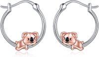 wholesale 925 Sterling Silver Koala Bear Hoop Earrings - Adorable Gift for Her-Koala