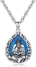 wholesale 925 Sterling Silver Blue Opal Jesus Pendant Necklace  for Men-0-0