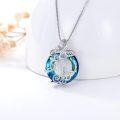 wholesale 925 Sterling Silver Butterfly Pendant Necklace with Blue Crystal Birthday Christmas s for Women-0-1