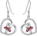 wholesale 925 Sterling Silver Frog on Mushroom Heart-Shaped Drop Earrings - Hypoallergenic  for Her-0-0