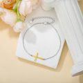wholesale 925 Sterling Silver Cross Charm Anklet with Heart Pendant - Adjustable Size Jewelry for Women-0-3