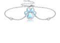 wholesale 925 Sterling Silver Moonstone Paw Print Adjustable Bracelet for Women Girls-0-0