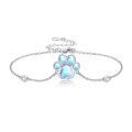 wholesale 925 Sterling Silver Paw Print Moonstone Bracelet-0-0