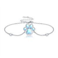 wholesale 925 Sterling Silver Paw Print Moonstone Bracelet-Paw Print
