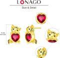 wholesale Sterling Silver Birthstone Tiger Holding Heart Stud Earrings for Women-0-3