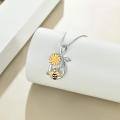 wholesale 925 Sterling Silver Sunflower And Bee Pendant Necklace-0-4