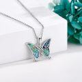 wholesale 925 Sterling Silver Blue Green Abalone Shell Butterfly Crystal Pendant Necklace for Women-0-2