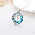 wholesale 925 Sterling Silver Blue Crystal Tree of Life Initial Necklace Family Letter Pendant Birthday Mother s Day Gifts for Her-0-118