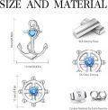 wholesale 925 Sterling Silver Blue Crystal Heart & Helm Stud Earrings - Minimalist Nautical Jewelry-0-1