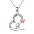 wholesale 925 Sterling Silver Elephant And Butterfly Crescent Pendant-0-0