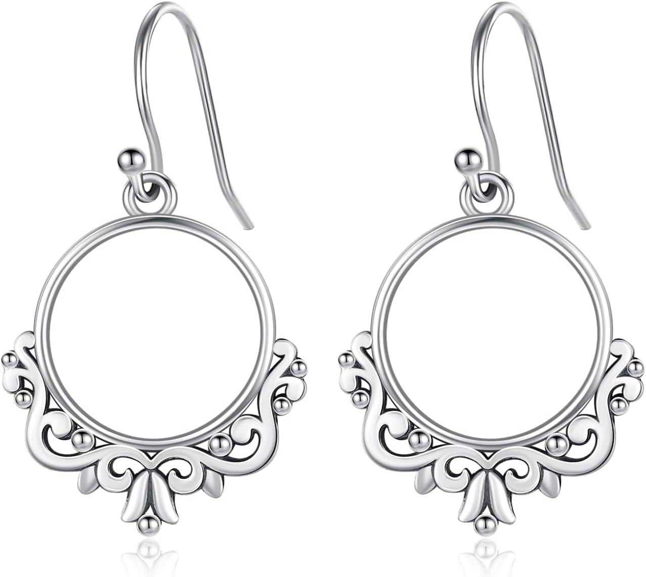 925 Sterling Silver Bali Style Hoop Drop Earrings for Women Gift Boxed 4cm Long-0-0