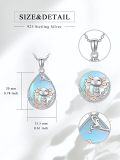 wholesale 925 Sterling Silver Teardrop Sunflower Blue Agate Pendant Necklace for Women-0-1